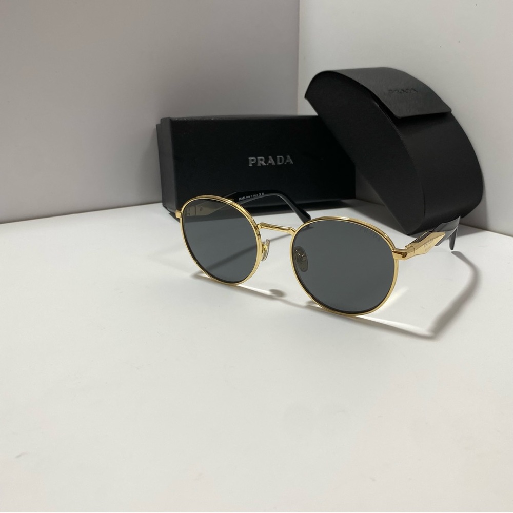 Prada Gold and Black Round Sunglasses